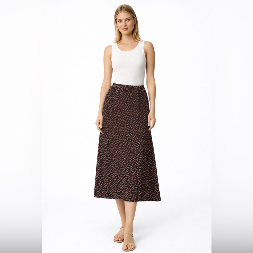 Intriguing Threads Women’s Black Geometric Print Midi Skirt High Waist Size S